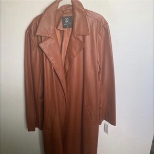 Tan leather long jacket